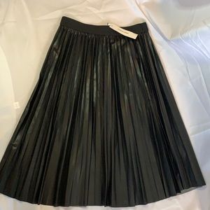 Calvin Klein Pleated Faux Leather Skirt